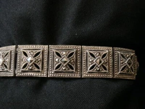 Pulsera de eslabones vintage de plata de ley con marcasita del suroeste. Hacer oferta #243 - Imagen 1 de 9