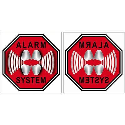 GREENIT Set Alarm System Aufkleber 5cm rot Sticker gespiegelt + normal 4061963001387