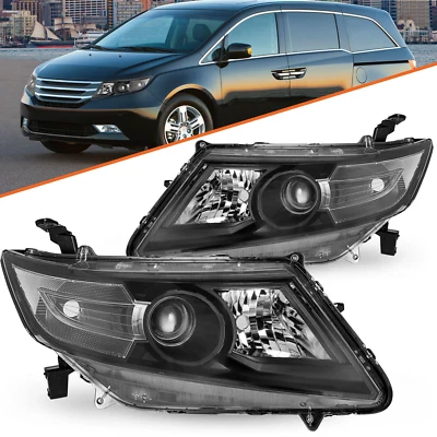 For 2011-2017 Honda Odyssey  Halogen Black Clear Corner Headlights Pair L+R - Image 1 of 4