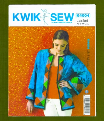 Patchwork Jacket Sewing Pattern with Dolman Sleeves (Sizes XS-XL) Kwik Sew 4004 - Image 1 of 4