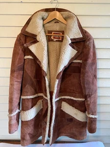 Mens Pioneer Wear Coat Suede Leather Jacket Vintage 70s Marlboro Man Rancher 44 - Picture 1 of 15