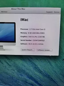 Apple iMac A1418 21.5 inch Logic Board With Intel i5 2.7GHz CPU SKU 1210 - Picture 1 of 6