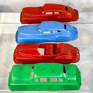 Vtg Lot 4 Plastic Toy Cars - Thomas Toy & Acme - Convertible & Sedan - 1950s USA - Picture 1 of 24