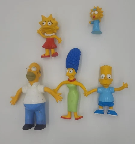 Set of 5 The Simpsons Bendable Action Figures 1990 Jesco Homer Bart Lisa Marge Cover
