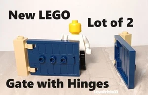 New LEGO Barn Gate DARK BLUE Tan Hinges Included Both Sides Swing Door Castle - Picture 1 of 1