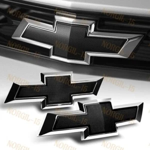 Juego de emblemas de moño negro y parrilla delantera negra trasera para Chevy Chevrolet Camaro 2016-2022 - Imagen 1 de 3