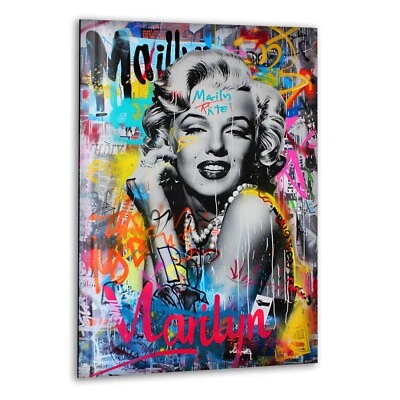 Marilyn Monroe Graffiti Glass Wall Art - Image 1 of 4