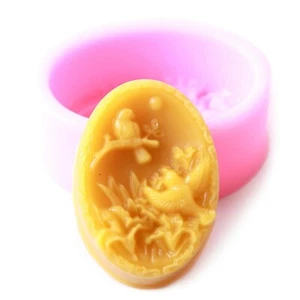 Birds On Oval Silicone Soap Mould - Picture 1 of 3