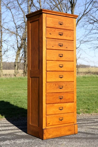 Antique Wood Map Cabinet Document Holder drawer organizer apothecary file box Cover
