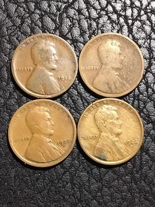 1918, 19, 20 & 22 - D Lincoln Wheat Cents - 4er Set - G-F - 22 IS A WOODY INV#5155 - Bild 1 von 4