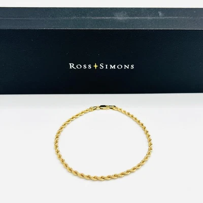 Ross Simons Italian 2.7mm 18kt Yellow Gold Rope Chain Bracelet 7.5” 2g 750 AR ⭐️ - Image 1 of 4
