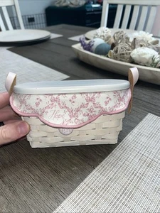 2005 Longaberger Horizons Of Hope Breast Cancer Basket W/ Leather Ribbon Handle - Picture 1 of 9