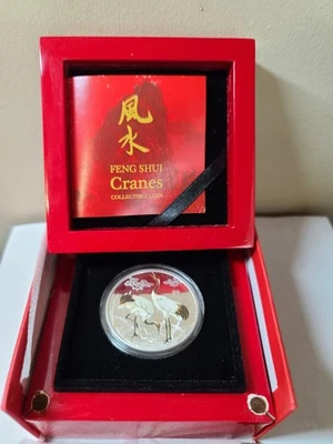 2013 Niue $5 Feng Shui  Cranes 1oz Silver Proof Colorized Coin /OGP - Image 1 of 4