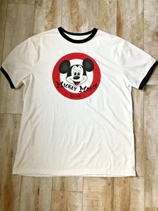 Disney Parks Mickey Mouse Club Shirt Ringer Tee White/unisex Sz L - Picture 1 of 4