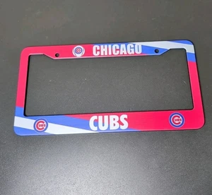 CHICAGO CUBS Logo Metal License Plate Frame MLB Baseball Red White and Blue - Picture 1 of 3