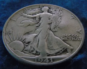 1941-S 1941S WALKING LIBERTY 90% SILVER HALF DOLLAR 50C Cent Fifty 1/2 - Picture 1 of 6