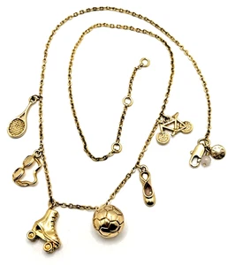 Crewcuts J CREW Girls Sports Charm Necklace Soccer Ballet Biking Swimming Tennis - Picture 1 of 13