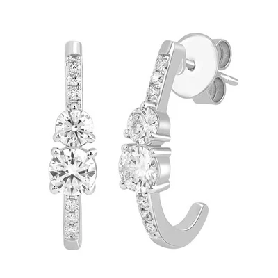 Christmas Gift Drop Dangle Womens Earring 1.45 Ct Lab Grown Diamond 14K Gold - Image 1 of 4