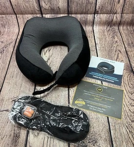 Memory Foam Neck Travel Pillow with Eye Mask Earplugs Storage Bag Lightweight - Picture 1 of 22