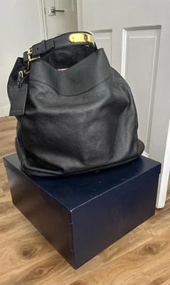 Auténtico bolso de mano Ralph Lauren de cuero negro extra grande herrajes dorados  Foto 1 de 4