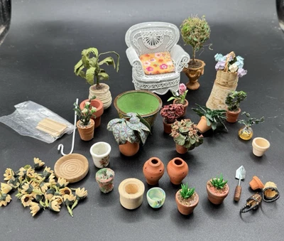 Lote miniatura de flores de plantas de jardim 1:12 para casa de bonecas - Imagem 1 de 4