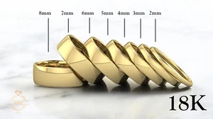 18K Yellow Solid Gold European Euro Wedding Band Ring - Comfort Fit Polished New - Picture 1 of 10