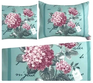 Set of 3 Vintage Teal Floral Boudoir Bedroom Rectangular Cushion 30x50cm - Picture 1 of 6