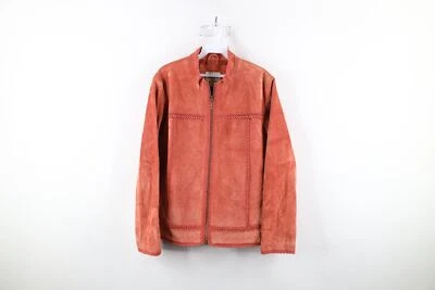 Chaqueta De Colección Cabelas Para Mujer Mediana Crochet Tejido Gamuza Cuero Cremallera Completa Rosa Rojo Foto 1 de 4