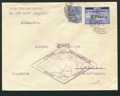 Zeppelin 1930LZ 127 Sieger 59H Sudamérica Vuelo Brasil Correo Bahía a F'haven Foto 1 de 2