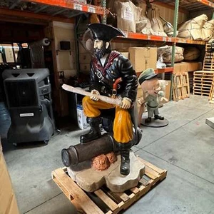 Pirate on Cannon Life Size Resin Statue Treasure Island Display Prop Decor - Picture 1 of 6