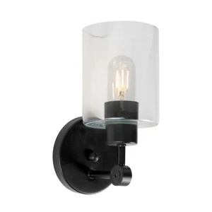 Forte Lighting Jayden 1 Light Wall Sconce, Black/Clear - 5614-01-04 - Picture 1 of 1
