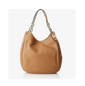 NUEVO Bolso de Hombro Michael Kors Fulton Grande de Cuero-Cacahuete/Dorado $398 - Imagen 1 de 5