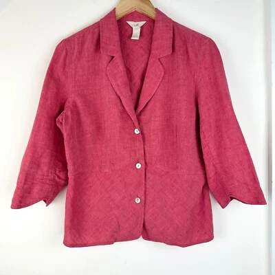 Blazer Top J. Jill Lino Coral Rosa Cuello, Manga 3/4, Lagenlook, Para Mujer 12 Foto 1 de 4