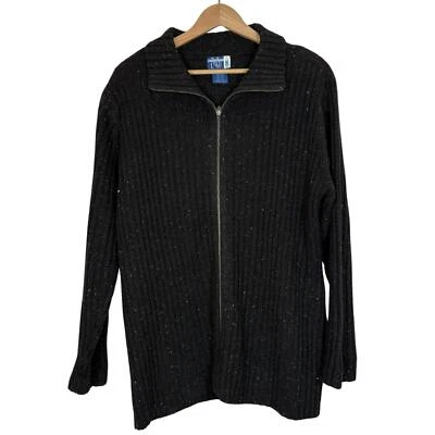 Свитер на молнии Venezia Jeans шерстяная смесь черный с крапинками размер: 18/20 - Изображение 1 из 4