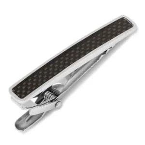 Black Carbon Fiber Stainless Steel Tie Clip - Picture 1 of 4