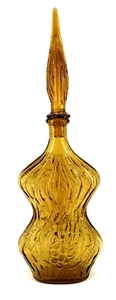 Empoli Bottle Amber Italian Glass Genie Hour Glass Figure Grapes MCM 18" - Picture 1 of 9