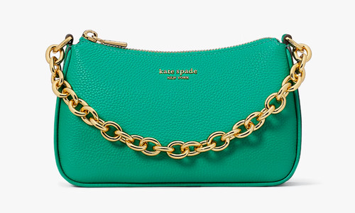 Nuova borsa Kate Spade Jolie piccola convertibile in pelle tracolla verde invernale antipolvere