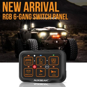 AUXBEAM RGB 6 Gang Switch Panel Dimmable LED Light Bar Relay System Marine Boat - Picture 1 of 12