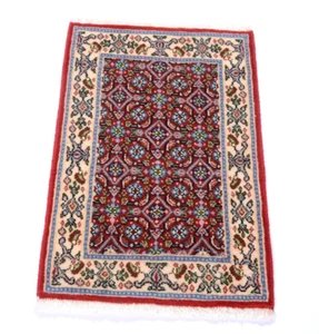 Persian carpet hand-knotted moud floor mats 60x40 cm warehouse sale poshti red new - Picture 1 of 6