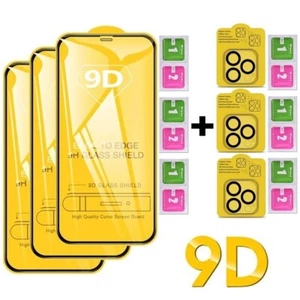 9D Protection Écran Verre Trempé+Caméra iPhone 16 15 14 13 12 11 X Pro Max Mini - Zdjęcie 1 z 17