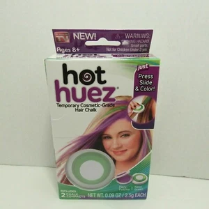Hot Huez Temporary Hair Chalk Fuschia Neon Green (2pack) Wash Out Hair Color - Picture 1 of 6