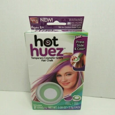 Lo último Huez Tiza de cabello verde neón fucsia (paquete de 2) color de cabello lavado Foto 1 de 4