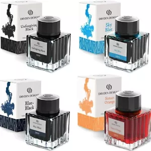 4 Pack - Premium Bottled Ink Bottle 50ml for Fountain Pens - Blue Black Orange - Picture 1 of 6