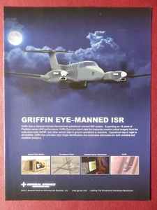 8/2011 PUB GENERAL ATOMICS AERONAUTICAL GRIFFIN EYE MANNED ISR ORIGINAL ANZEIGE - Bild 1 von 1