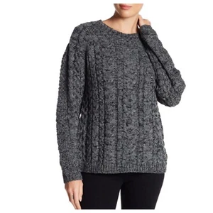 Anthropologie John + Jenn Damen Pullover Sweater mittelgrau Zopfmuster - Bild 1 von 10