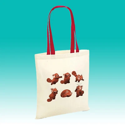WILLOWGIFTS Red Panda Cartoon Tote Bag Cotton Shop Cute Sweet Canada Chinese Animated Film