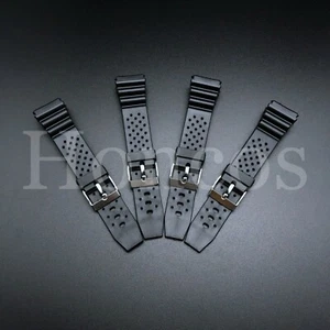 Reloj de repuesto de silicona de goma negra estilo buzo correa hebilla plateada - Imagen 1 de 5