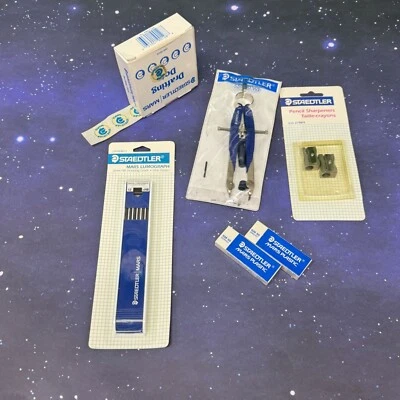 Staedtler Drafting Lot - Compass, Dots, Erasers, Sharpeners, Leads NOS - Image 1 of 4