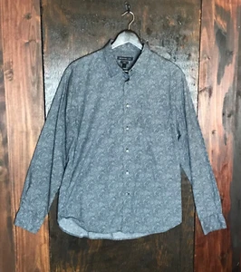 John Varvatos Luxe Black And Gray Paisley Button Up Men's Large - Picture 1 of 6