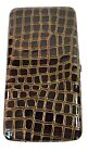 New The Metropolitan Hard Purse Clutch Clasp Wallet Faux Leather Brown Reptile
